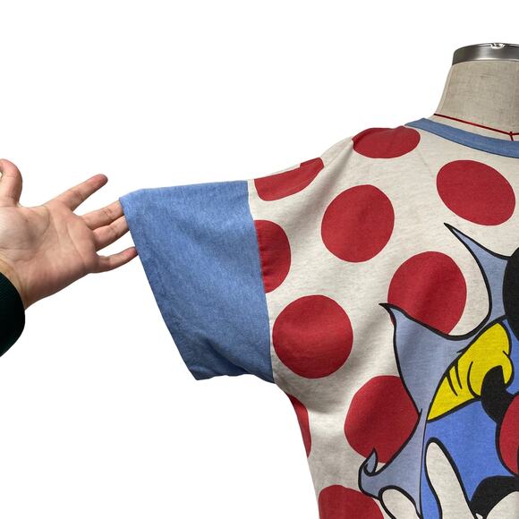 Vintage Disney Mickey Co Womens One Size Dot 90s Sleep Shirt Dress - Picture 5 of 8